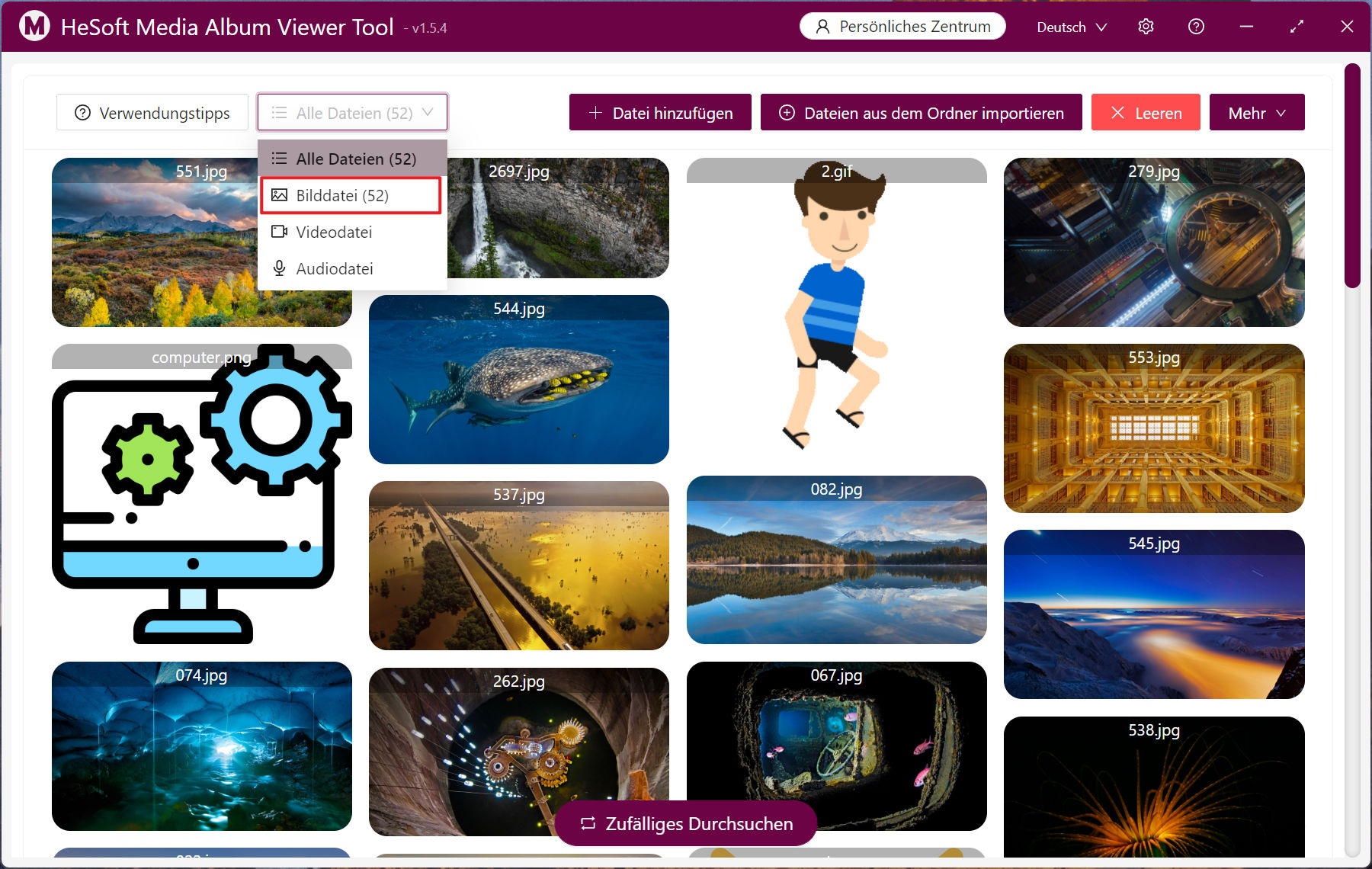 image-Verwalten Sie die Vorschau aller Bilddateien in JPG, PNG, WEBP und anderen Formaten im angegebenen Ordner und wählen Sie nutzlose Bilder stapel weise aus, um sie vollständig zu löschen