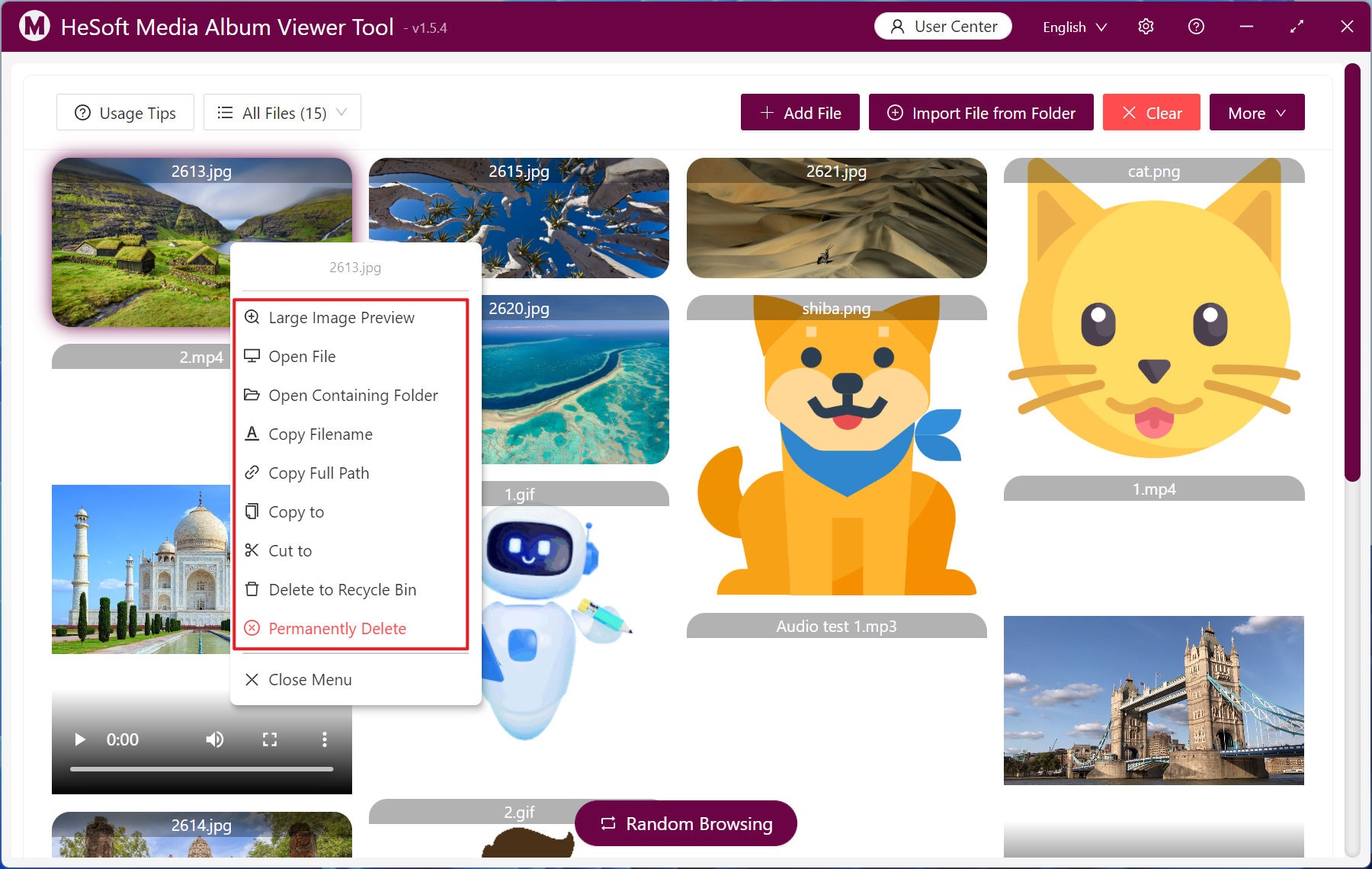 image-Specifies to find and preview playback in multiple folders with different extensions of pictures, videos and audio files