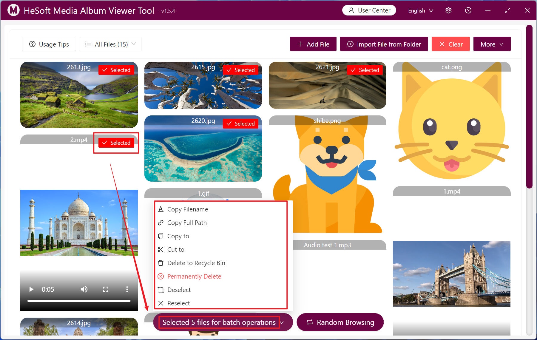 image-Specifies to find and preview playback in multiple folders with different extensions of pictures, videos and audio files