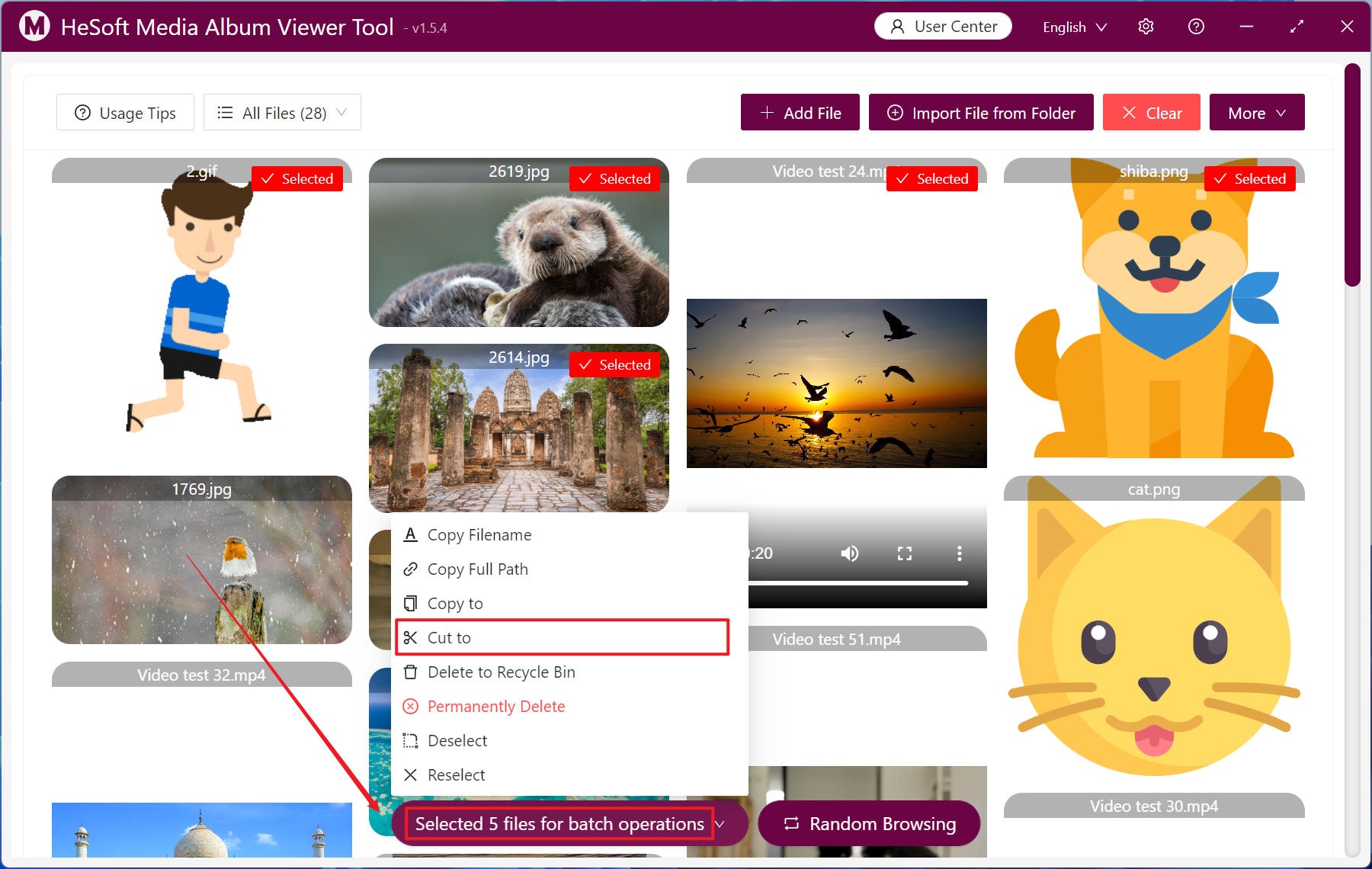 image-How to preview and play all pictures and video files in multiple folders and batch select files to a specified location