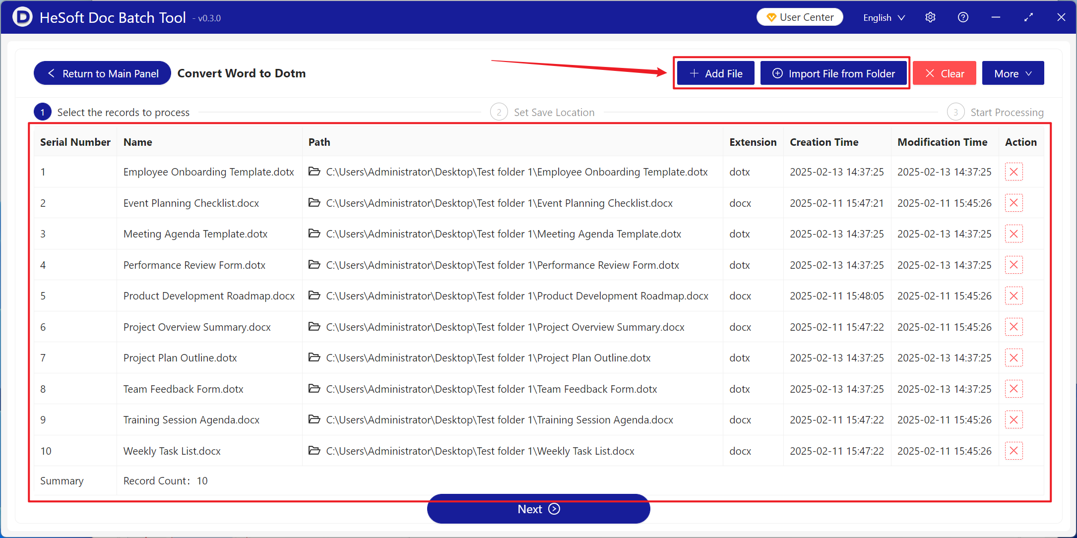 image-Many Word documents in docx and dotx format files are batch converted to macro-enabled dotm format files