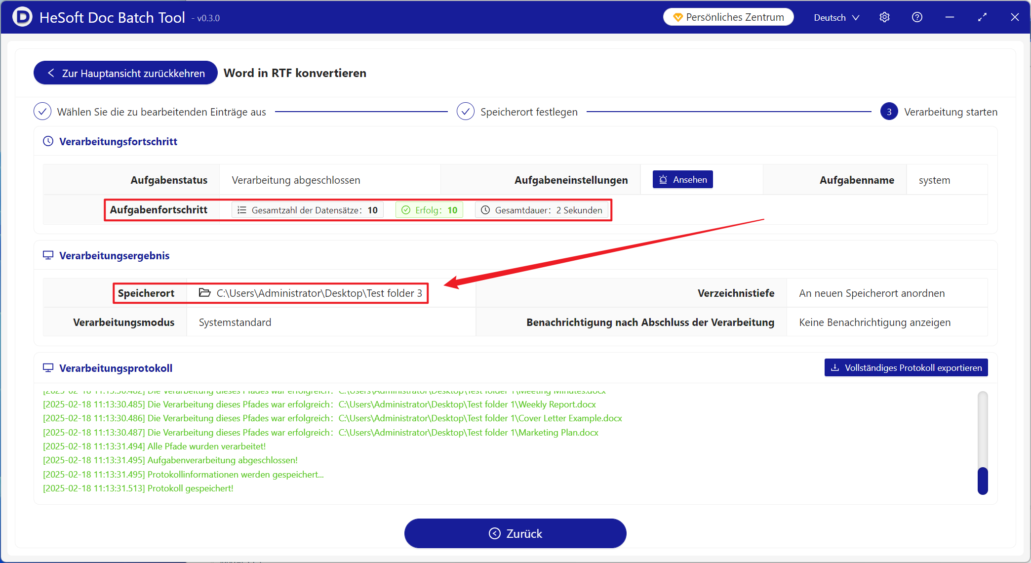image-Eine große Anzahl von Word-Dokumenten wird gleichzeitig stapel weise in das RTF-Rich-Text-Format konvertiert