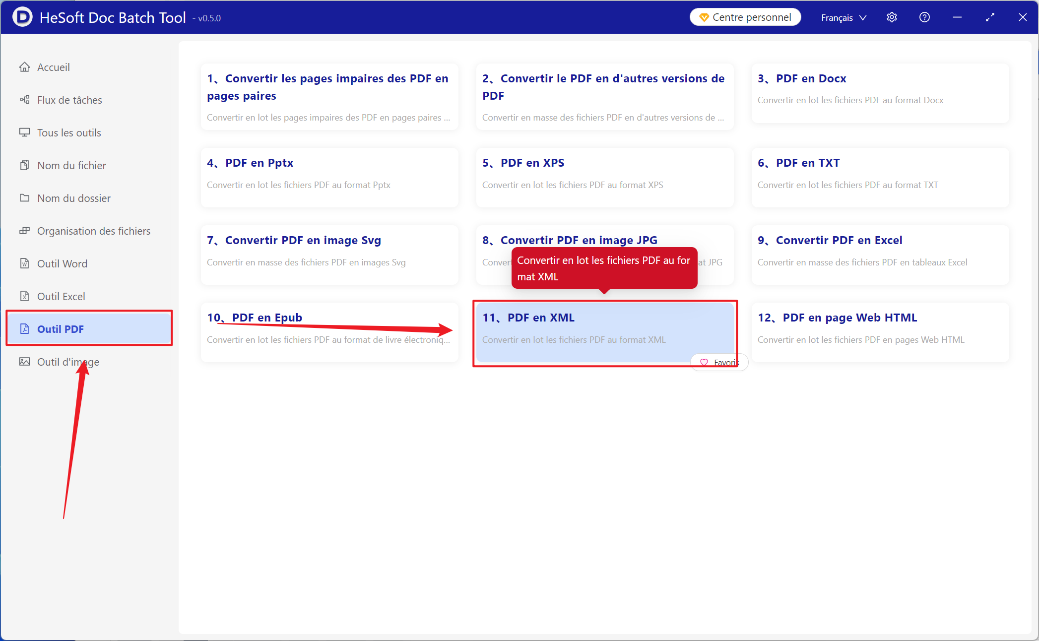 image-Conversion par lots de fichiers PDF en fichiers au format XML