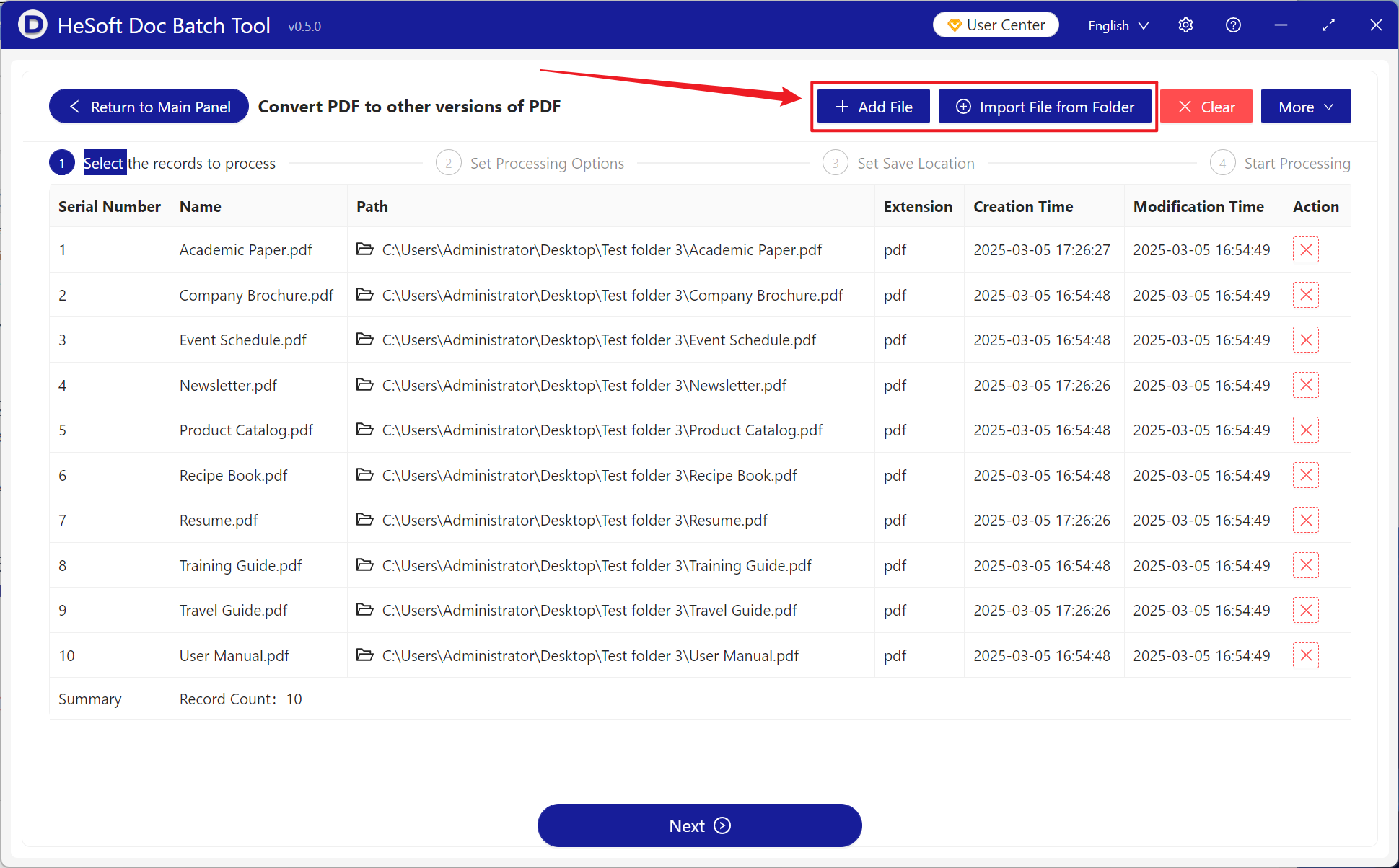 image-Hundreds of PDF files batch converted to specific 1.0/1.1/1.2/1.3/1.4/1.5/1.6/1.7/2.0 multiple versions