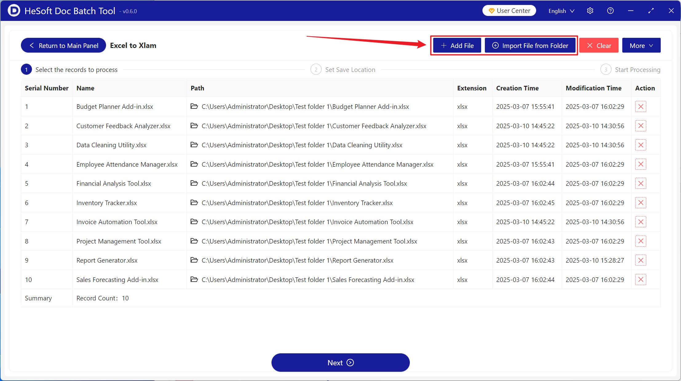 image-A large number of Excel tables unified batch conversion to add-in Xlam file format