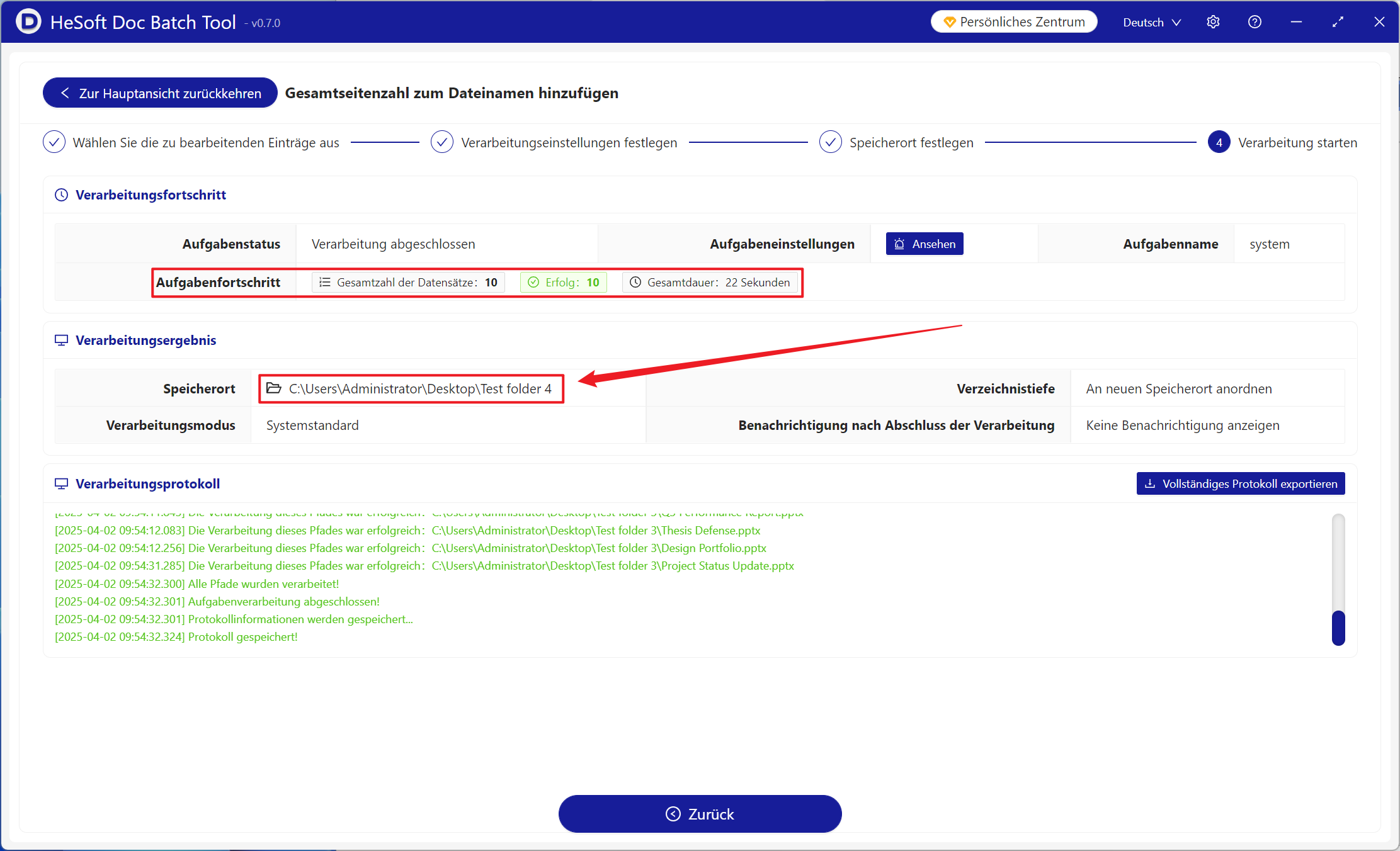 image-Fügen Sie die Gesamtzahl der Seiten der Datei am Ende einer großen Anzahl von PPT-Folien dateinamen hinzu