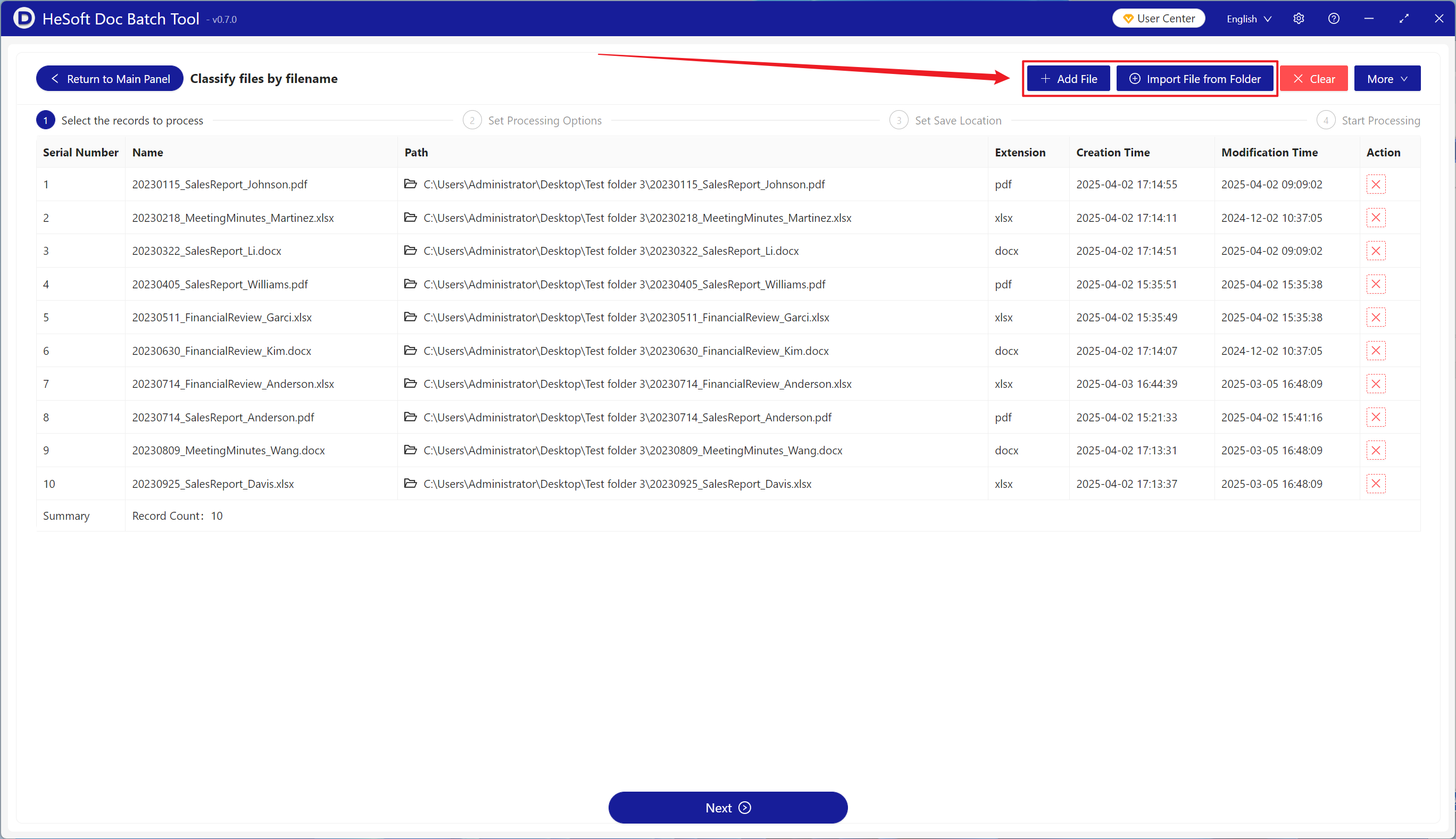 image-A large number of files according to the file name in the custom range of characters batch moved to the corresponding folder