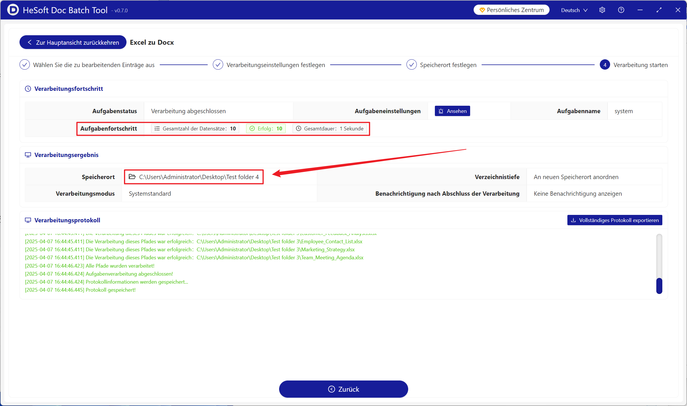 image-Viele Xls-und Xlsx-Tabellen werden stapel weise in Dateien im Docx-Format konvertiert