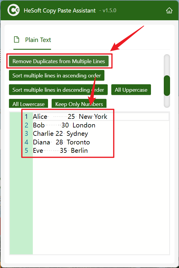 image-The clipboard copied multiple lines of text to remove duplicate lines of content