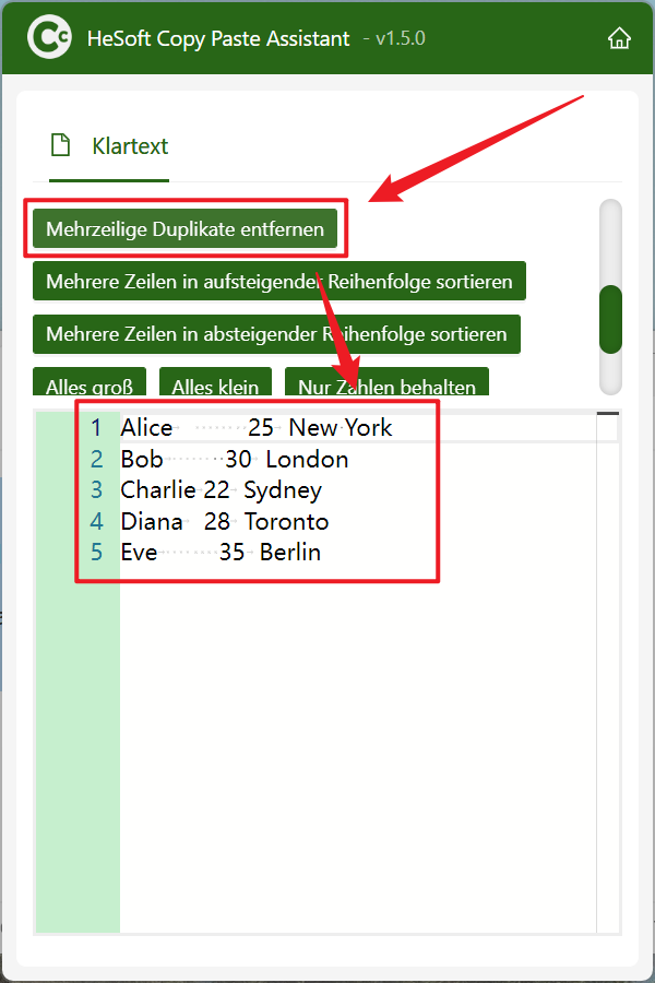 image-Entfernen Sie den doppelten Zeilen inhalt aus mehreren Zeilen kopierten Text in der Zwischen ablage