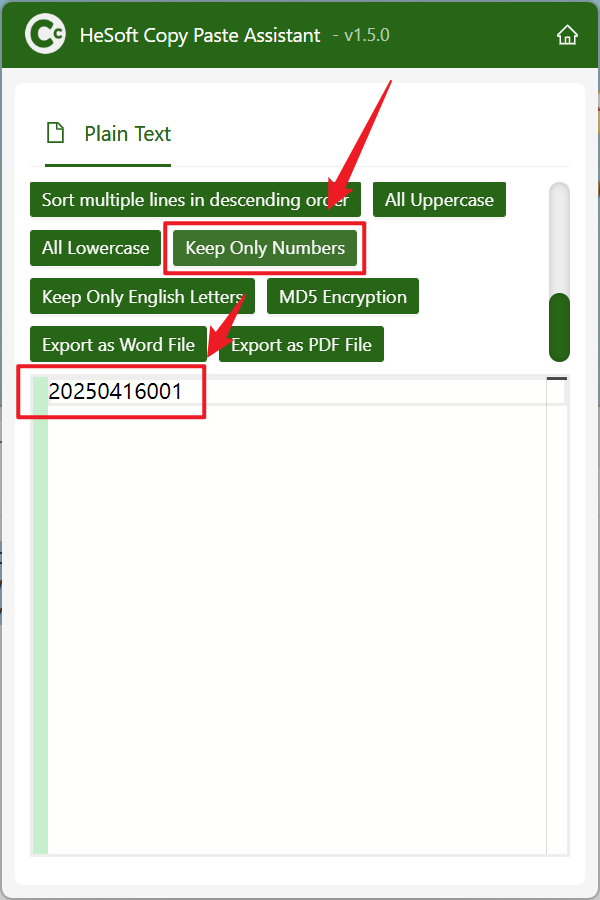 image-clipboard copied text content delete text, letters only keep numbers