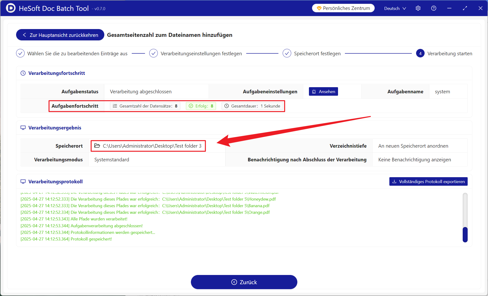 image-Eine große Anzahl von PDF-Dateien wird mit der Gesamtzahl der Seiten des Dokuments umbenannt und am Anfang des Dateinamens hinzugefügt
