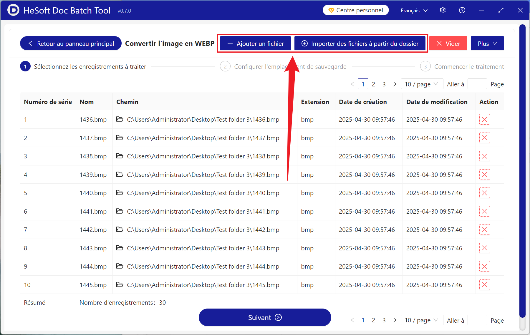 image-Transformation par lots de centaines d'images BMP au format WEBP