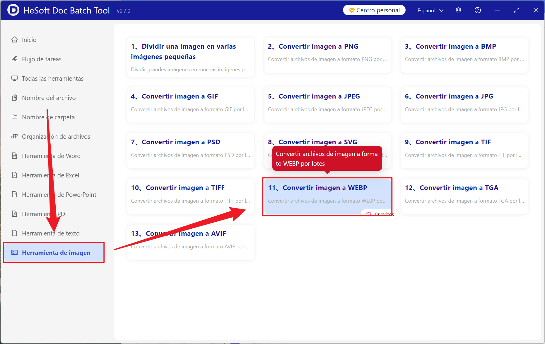 image-Transforme cientos de imágenes BMP en formato WEBP por lotes