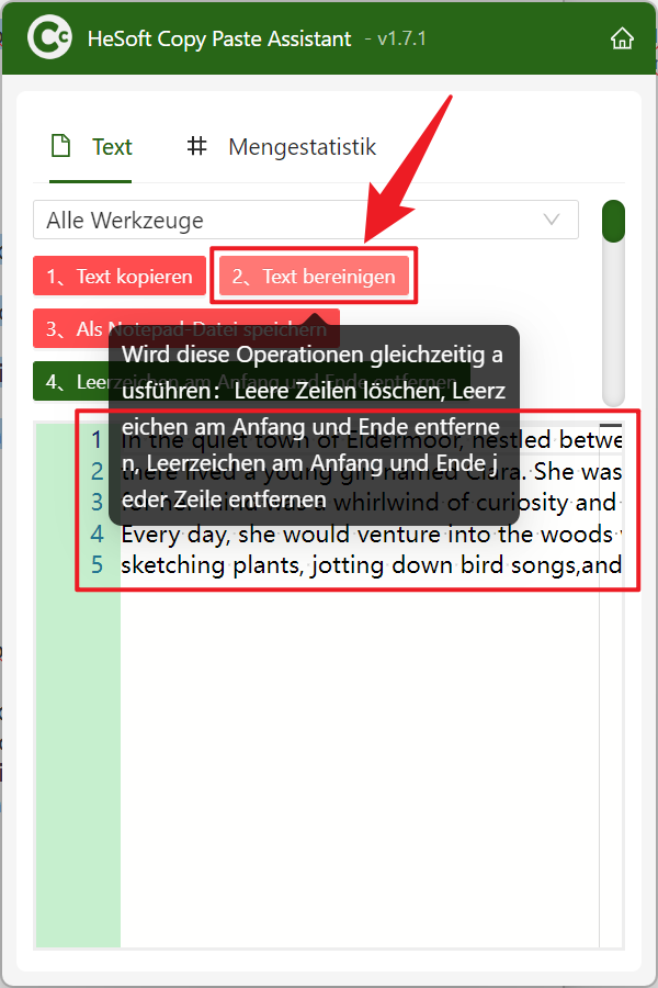 image-Löschen Sie die Leerzeichen des kopierten Textes,entfernen Sie die leeren Zeilen in der Zwischen ablage,kopieren Sie den Text,um den leeren Inhalt zu löschen